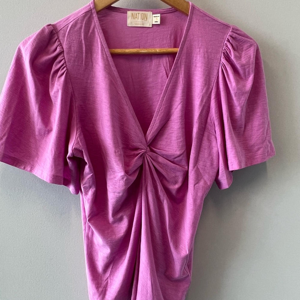 Nation LTD Dusty Twisted Flutter Sleeve Tee